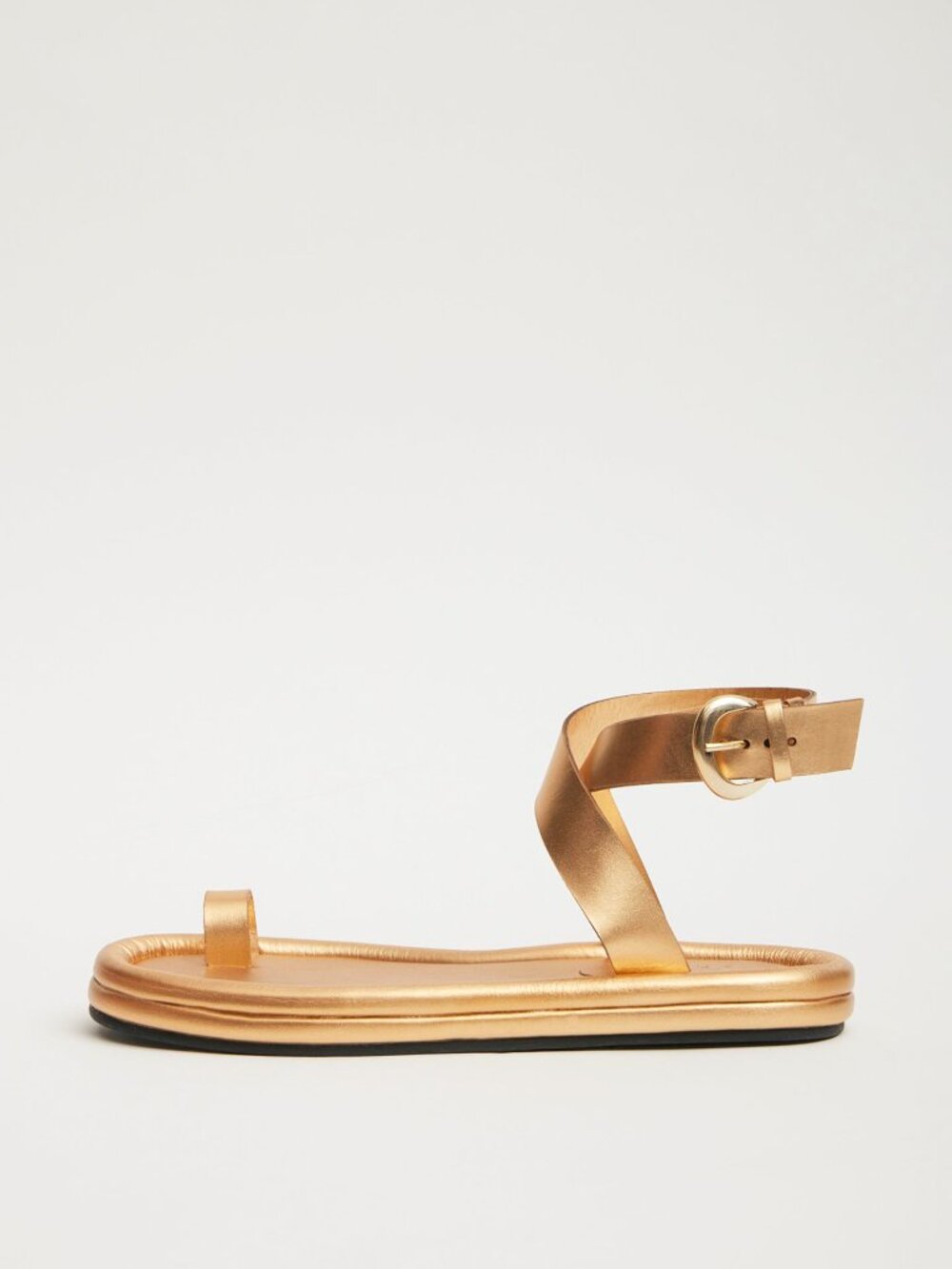 Tibi Dwayne Gold Leather Flat Sandals